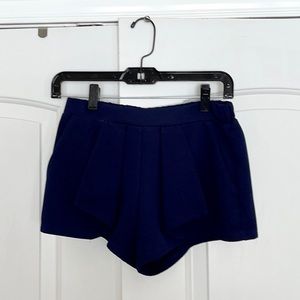 Navy blue pleated shorts